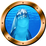VWAQ Peel and Stick Porpoise Dolphin Bronze Porthole Vinyl Wall Decal - BP29 no background