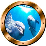VWAQ Underwater Porthole Dolphins Scene Peel and Stick Wall Decal - BP8 - VWAQ Vinyl Wall Art Quotes and Prints