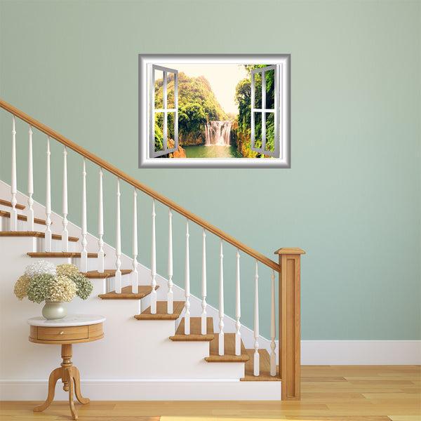 Waterfall Scene 3D Window Frame Decal