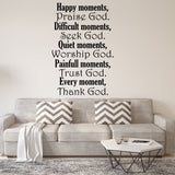 VWAQ Happy Moments Praise God Christian Quotes Wall Decal - VWAQ Vinyl Wall Art Quotes and Prints