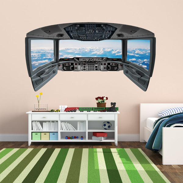 3D Airplane Stickers for Kids | Clouds Cockpit Wall Decal - CP5 - VWAQ Vinyl Wall Art Quotes and Prints
