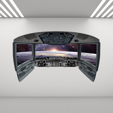 VWAQ Space Shuttle Cockpit Wall Mural | Spaceship Window Wall Decals - CP10 - VWAQ Vinyl Wall Art Quotes and Prints