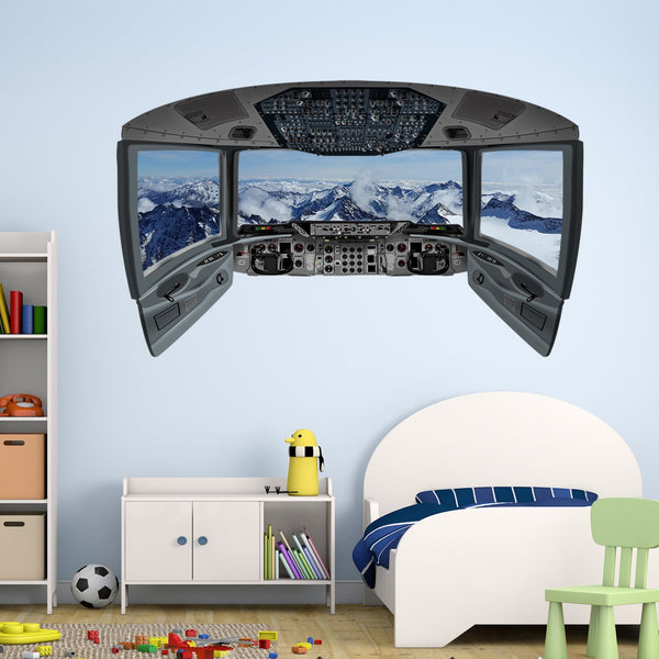 VWAQ Cockpit Wall Decal | 3D Airplane Sticker | Airplane Pilot Decorations - CP15 - VWAQ Vinyl Wall Art Quotes and Prints