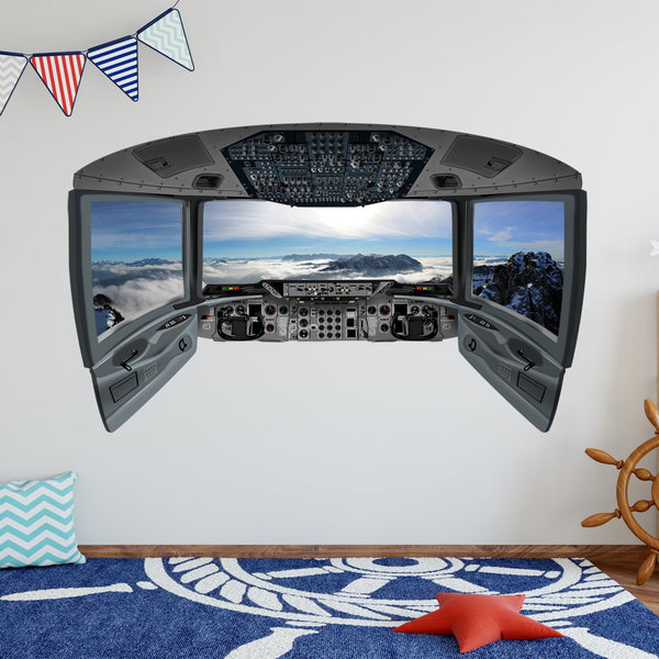 Airplane Cockpit Wall Decal | Plane Window Sticker Kids Room Vinyl Decor - CP21 - VWAQ Vinyl Wall Art Quotes and Prints