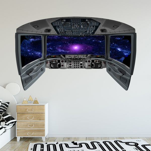 VWAQ Outer Space Universe Wall Decal | Spaceship Window Cockpit Wall Mural - CP30 - VWAQ Vinyl Wall Art Quotes and Prints
