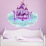 VWAQ Personalized Princess Castle Wall Decals for Girls Bedroom 