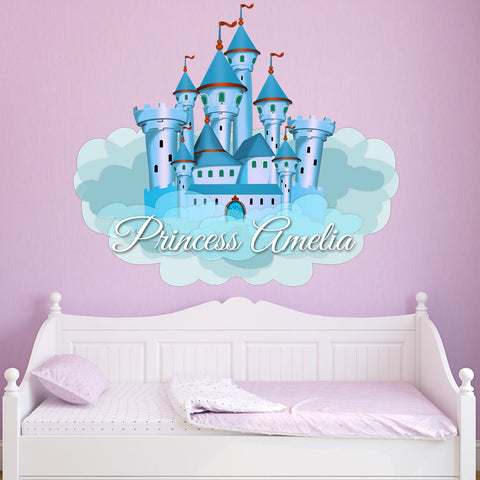 VWAQ Personalized Princess Castle Wall Decals for Girls Bedroom | Custom Name Nursery - NS4 - VWAQ Vinyl Wall Art Quotes and Prints