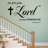 VWAQ The Joy of The Lord is Your Strength Nehemiah 8:10 Wall Art Decal - Scripture Bible Wall Decor - VWAQ Vinyl Wall Art Quotes and Prints