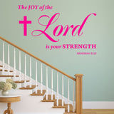 VWAQ The Joy of The Lord is Your Strength Nehemiah 8:10 Wall Art Decal - Scripture Bible Wall Decor - VWAQ Vinyl Wall Art Quotes and Prints