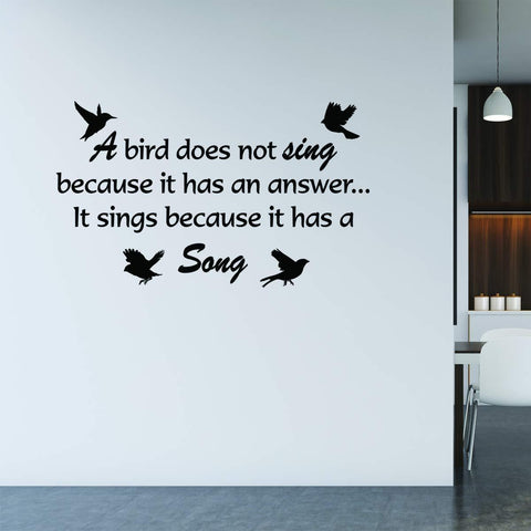 VWAQ A Bird Does Not Sing Because It Has an Answer. Vinyl Quotes Wall Decal - VWAQ Vinyl Wall Art Quotes and Prints