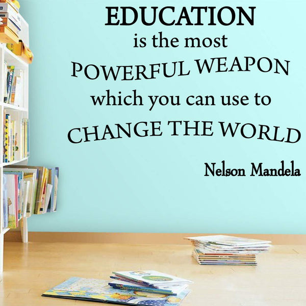 VWAQ Education is The Most Powerful Weapon Nelson Mandela Quotes Wall Decal - VWAQ Vinyl Wall Art Quotes and Prints