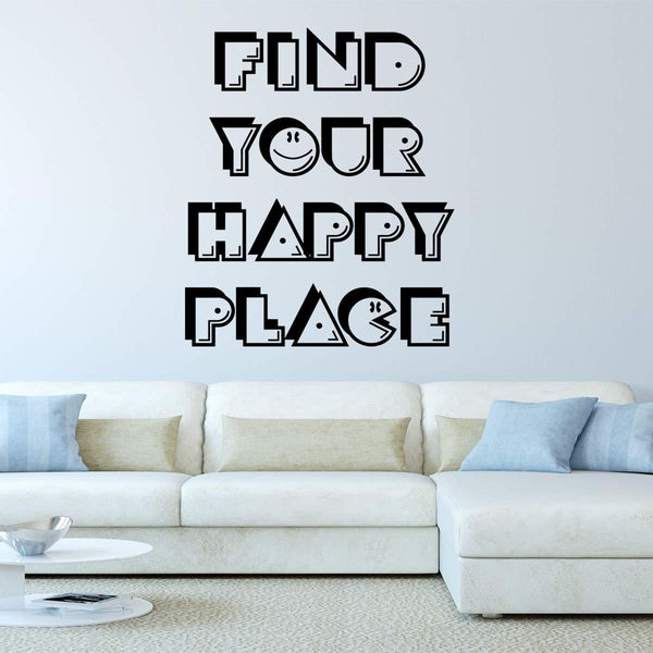VWAQ Find Your Happy Place Positive Quotes Wall Decal - VWAQ Vinyl Wall Art Quotes and Prints