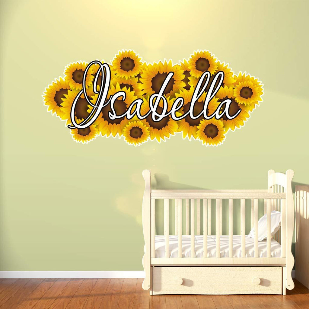 Custom Name Sunflower Wall Decal Personalized Girls Room Flowers Decor VWAQ HOL18
