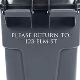 VWAQ Custom Trash Bin Decal Please Return to Garbage Can Personalized Home Street Address Sticker - TC11 - VWAQ Vinyl Wall Art Quotes and Prints