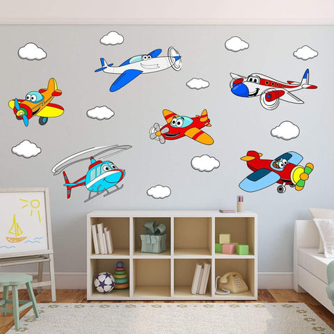 VWAQ Kids Airplane Wall Decals Peel and Stick Aviation Vinyl Stickers Nursery Decor - PAS31 - VWAQ Vinyl Wall Art Quotes and Prints