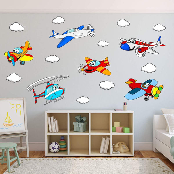 VWAQ Kids Airplane Wall Decals Peel and Stick Aviation Vinyl Stickers Nursery Decor - PAS31 - VWAQ Vinyl Wall Art Quotes and Prints