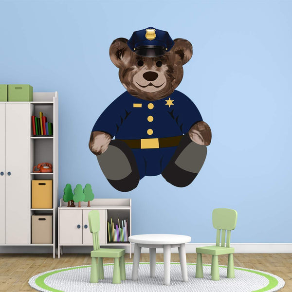 VWAQ Police Cop Teddy Bear Wall Decal - Kids Room Sticker Decorations - TEB3 - VWAQ Vinyl Wall Art Quotes and Prints