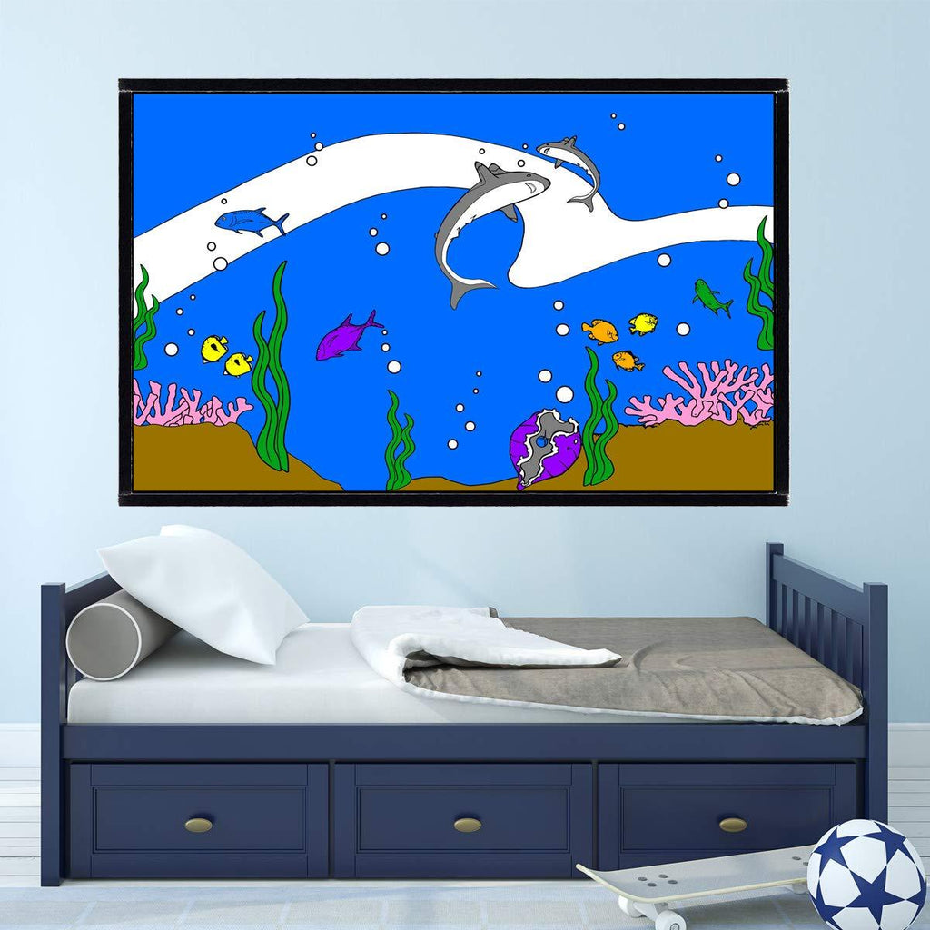 Coloring Wall Prints - Ocean Sea Life Dry Erase Whiteboard Decal VWAQ