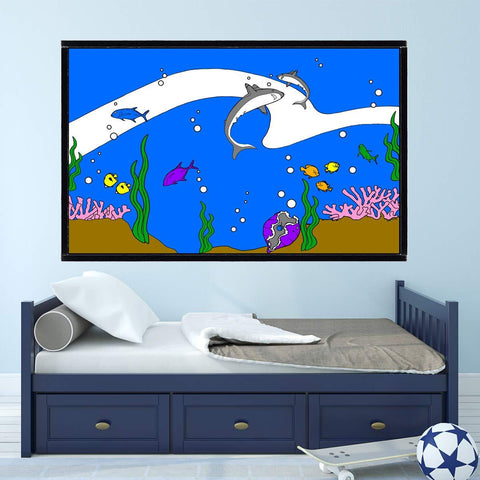 VWAQ Coloring Wall Prints - Ocean Sea Life Dry Erase Whiteboard Decal with Markers - DRV10 - VWAQ Vinyl Wall Art Quotes and Prints