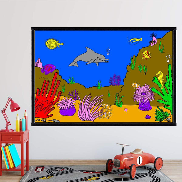 VWAQ Coloring Wall Prints - Ocean Coral Reef Dry Erase Whiteboard Decal with Markers - DRV7 - VWAQ Vinyl Wall Art Quotes and Prints