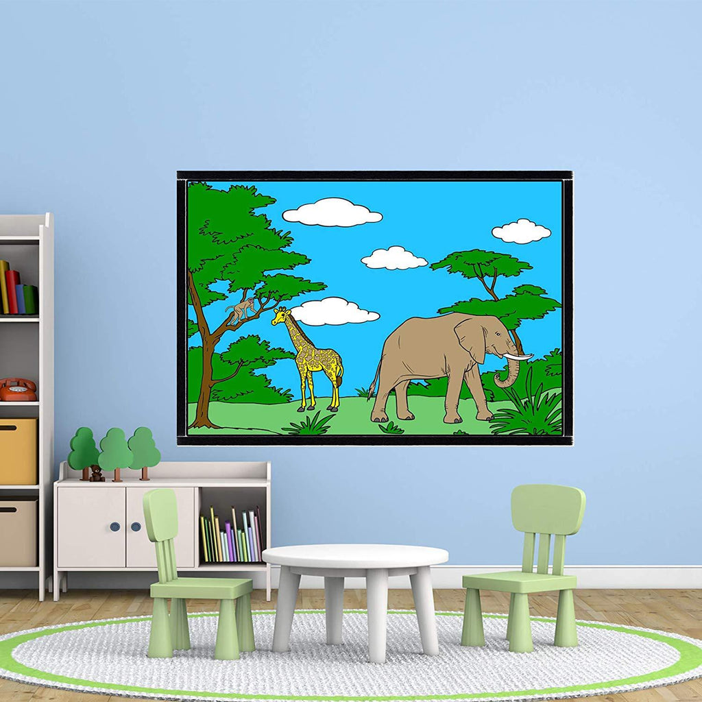 Coloring Wall Prints - Safari Animals Jungle Dry Erase Whiteboard Wall