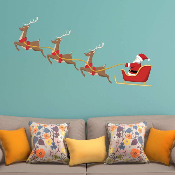 VWAQ Santa Claus Reindeer Christmas Holiday Wall Decal Sticker - HOL1 - VWAQ Vinyl Wall Art Quotes and Prints