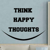 VWAQ Think Happy Thoughts Wall Decal - Happiness Quotes Sayings - VWAQ Vinyl Wall Art Quotes and Prints