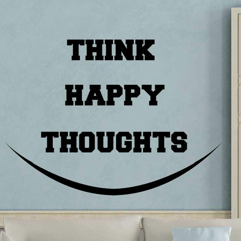 VWAQ Think Happy Thoughts Wall Decal - Happiness Quotes Sayings - VWAQ Vinyl Wall Art Quotes and Prints