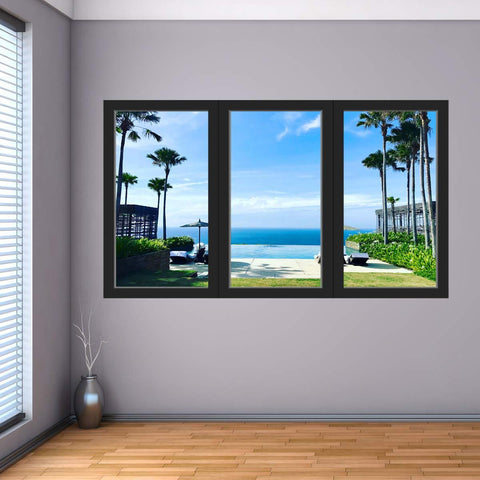 VWAQ - Tropical Beach Vacation Wall Decal 3D Ocean Window View Sticker - OW09 - VWAQ Vinyl Wall Art Quotes and Prints