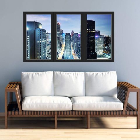 VWAQ - Office Window Decal City Skyline Wall Sticker Removable Reusable Peel and Stick Mural - OW01 - VWAQ Vinyl Wall Art Quotes and Prints