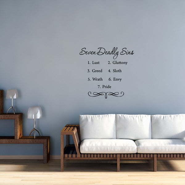 VWAQ Seven Deadly Sins Bible Vinyl Wall art Decal - VWAQ Vinyl Wall Art Quotes and Prints