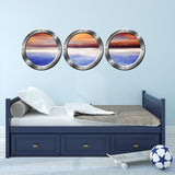 VWAQ Pack of 3 Peel and Stick Ocean View Boat Bronze Porthole Vinyl Wall Decals