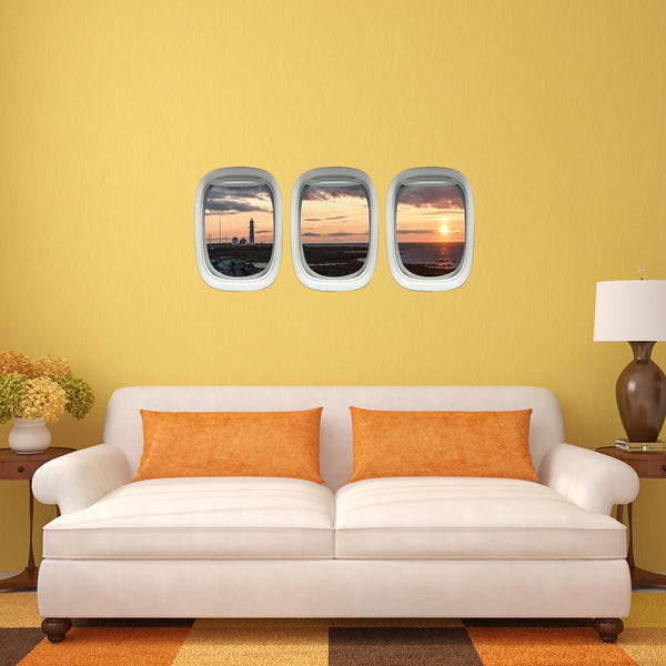 VWAQ Pack of 3 Airplane Window Lighthouse View Peel and Stick Vinyl Wall Decal - PPW16 - VWAQ Vinyl Wall Art Quotes and Prints