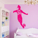 VWAQ Custom Name Girls Soccer Player Wall Decal with Personalized Name and Soccer Ball - TTC20 - VWAQ Vinyl Wall Art Quotes and Prints