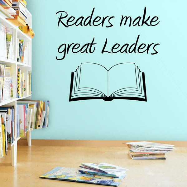 VWAQ Readers Make Great Leaders Wall Decal - Teachers Classroom Learning Decor - VWAQ Vinyl Wall Art Quotes and Prints
