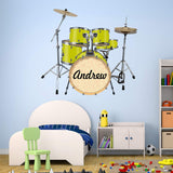 VWAQ Custom Drum Set Wall Sticker - Personalized Decal Music Kids Musician Decor - HOL29 - VWAQ Vinyl Wall Art Quotes and Prints