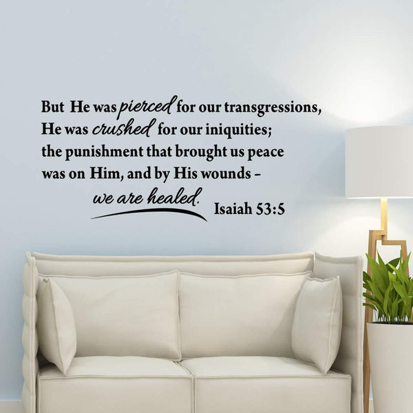 VWAQ But He was Pierced for Our Transgressions Isaiah 53 5 Bible Verse Wall Decal - VWAQ Vinyl Wall Art Quotes and Prints
