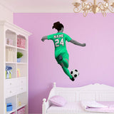 VWAQ Personalized Girl Soccer Player Wall Decal - Custom Name Sports Sticker Decor - HOL32 - VWAQ Vinyl Wall Art Quotes and Prints