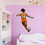 VWAQ Personalized Girl Soccer Player Wall Decal - Custom Name Sports Sticker Decor - HOL32 - VWAQ Vinyl Wall Art Quotes and Prints
