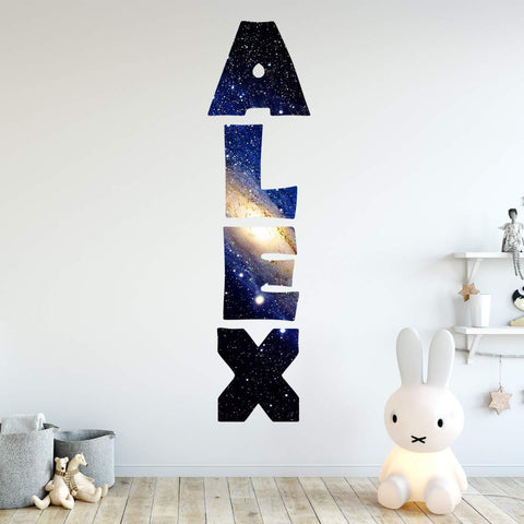 VWAQ Personalized Wall Decals Name Vertical Text Milky Way Universe Vinyl Sticker - Vertical-GN14 - VWAQ Vinyl Wall Art Quotes and Prints