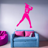 VWAQ Custom Softball Wall Decal with Name and Jersey Number - Personalized Sports Girls Room Decor - CS18 - VWAQ Vinyl Wall Art Quotes and Prints