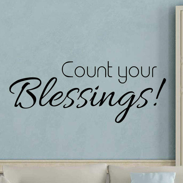 Count Your Blessings Wall Decal Sticker - Inspirational Faith Quote Decor VWAQ