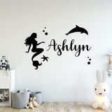 VWAQ Custom Name Mermaid Wall Decal Personalized Girls Room Decor - CS19 