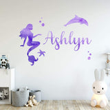 Mermaid Decals with Custom Name VWAQ - GN36