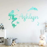 Mermaid Decals with Custom Name VWAQ - GN36