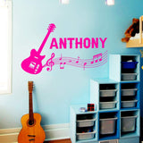 Custom Guitar Wall Sticker - Music Room Decal - Personalized Name Decor VWAQ - CS20