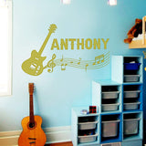 Custom Guitar Wall Sticker - Music Room Decal - Personalized Name Decor VWAQ - CS20