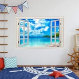 Tropical Beach Window Wall Art Decals 3D Ocean Sticker Seascape Mural VWAQ - NWT19