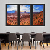 3D Window Wall Stickers for Office Monument Valley Desert Landscape Decal Nature Mural VWAQ - OW11