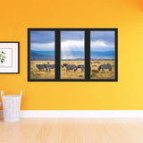 VWAQ - Zebra Wall Art Decal - 3D Office Window Safari Sticker African Savannah Decor - OW18 
